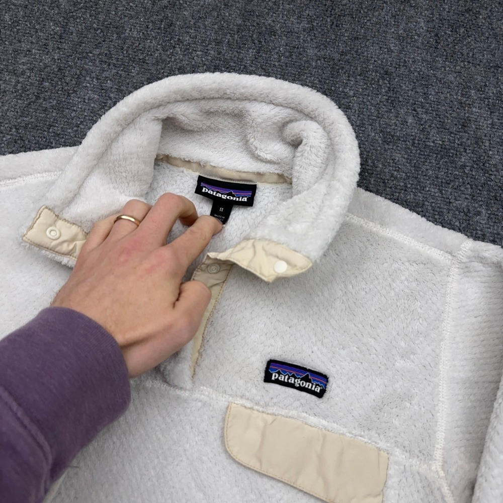 Patagonia Re-Tool Snap-T Pullover Women's M Raw Linen White X-Dye Fleece READ - Picture 2 of 11